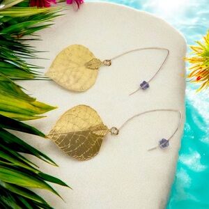 Gold Leaf Drop Earrings